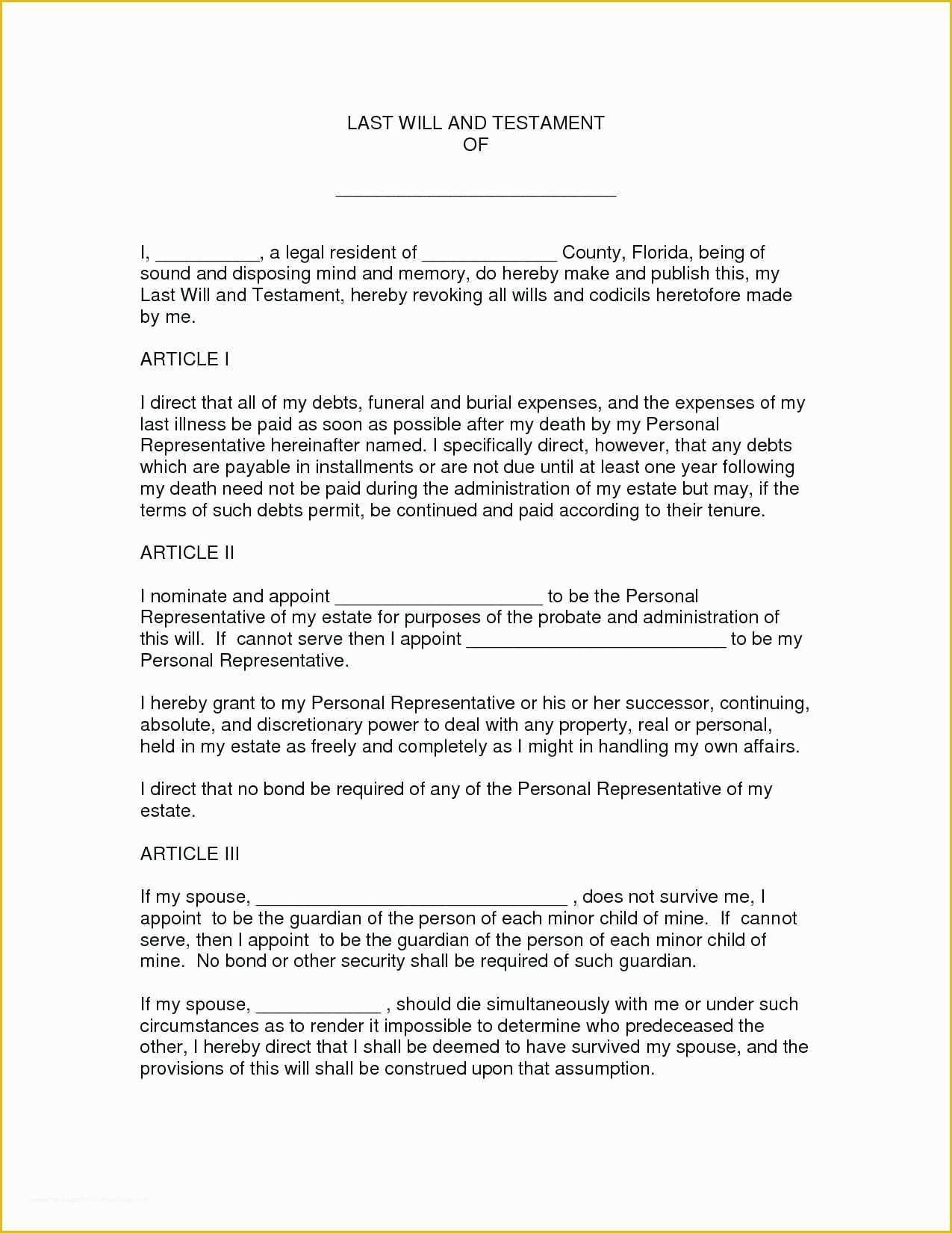 Last Will and Testament Free Template Tennessee Of Last Will and Testament forms Last Will and Testament form