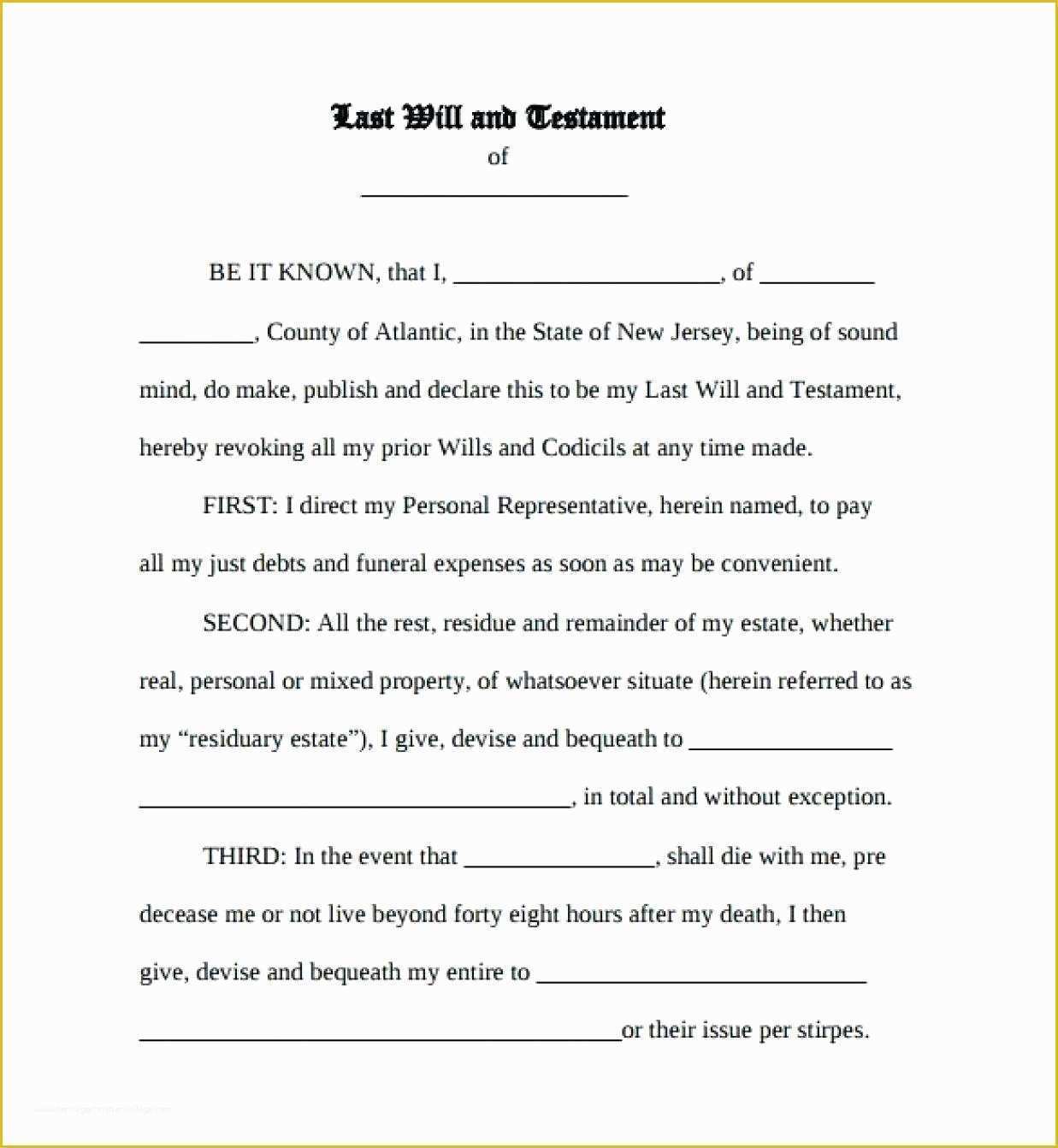 Last Will and Testament Free Template Tennessee Of Last Will and Testament forms Last Will and Testament form