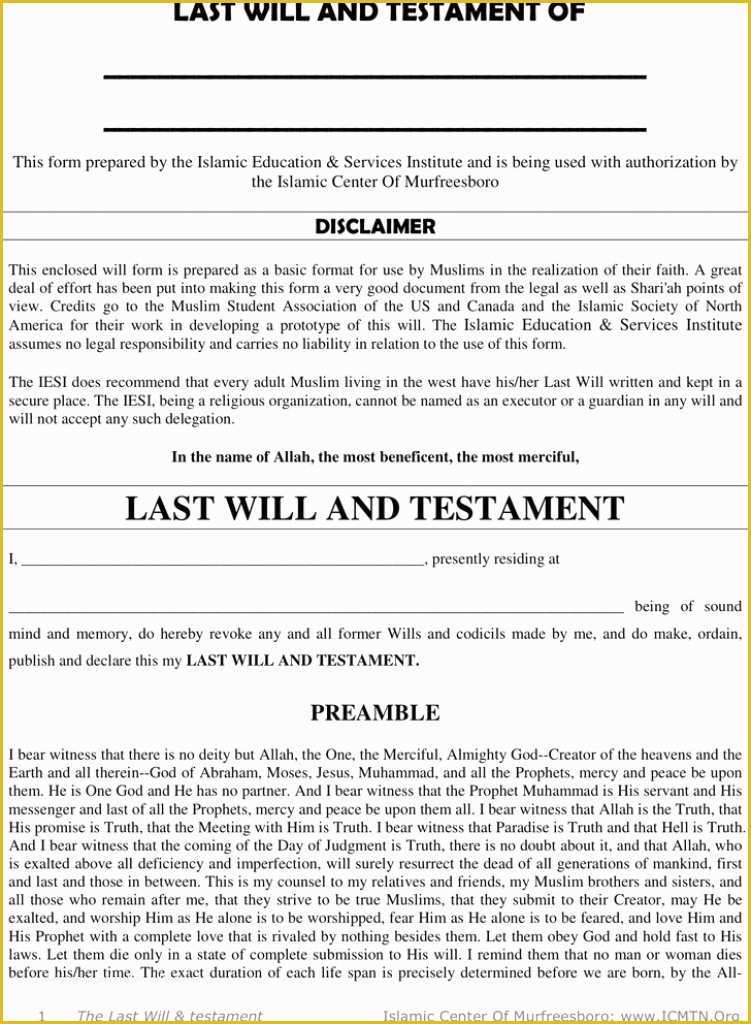 Last Will and Testament Free Template Tennessee Of Last Will and Testament forms Last Will and Testament