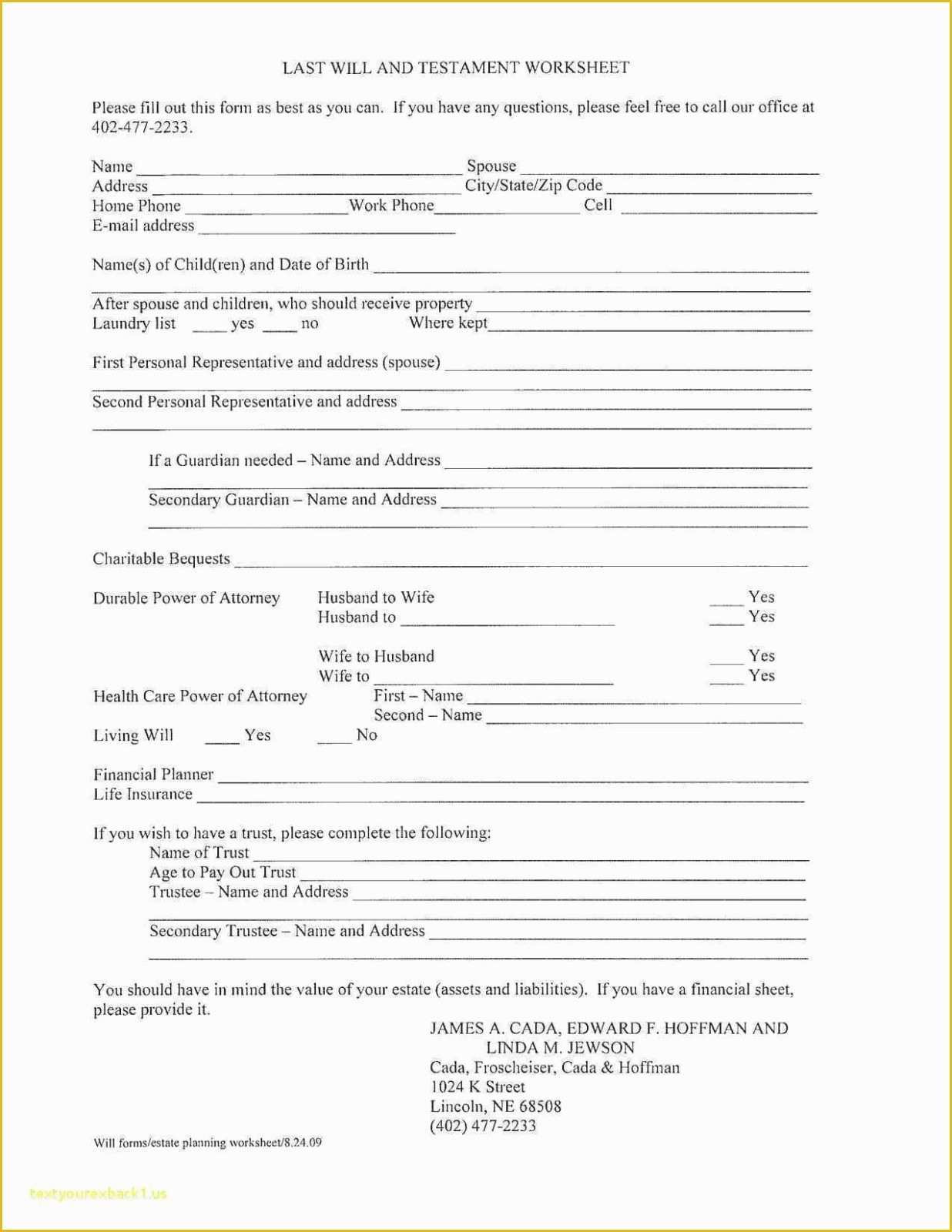 Last Will and Testament Free Template Washington State Of Elegant Basic