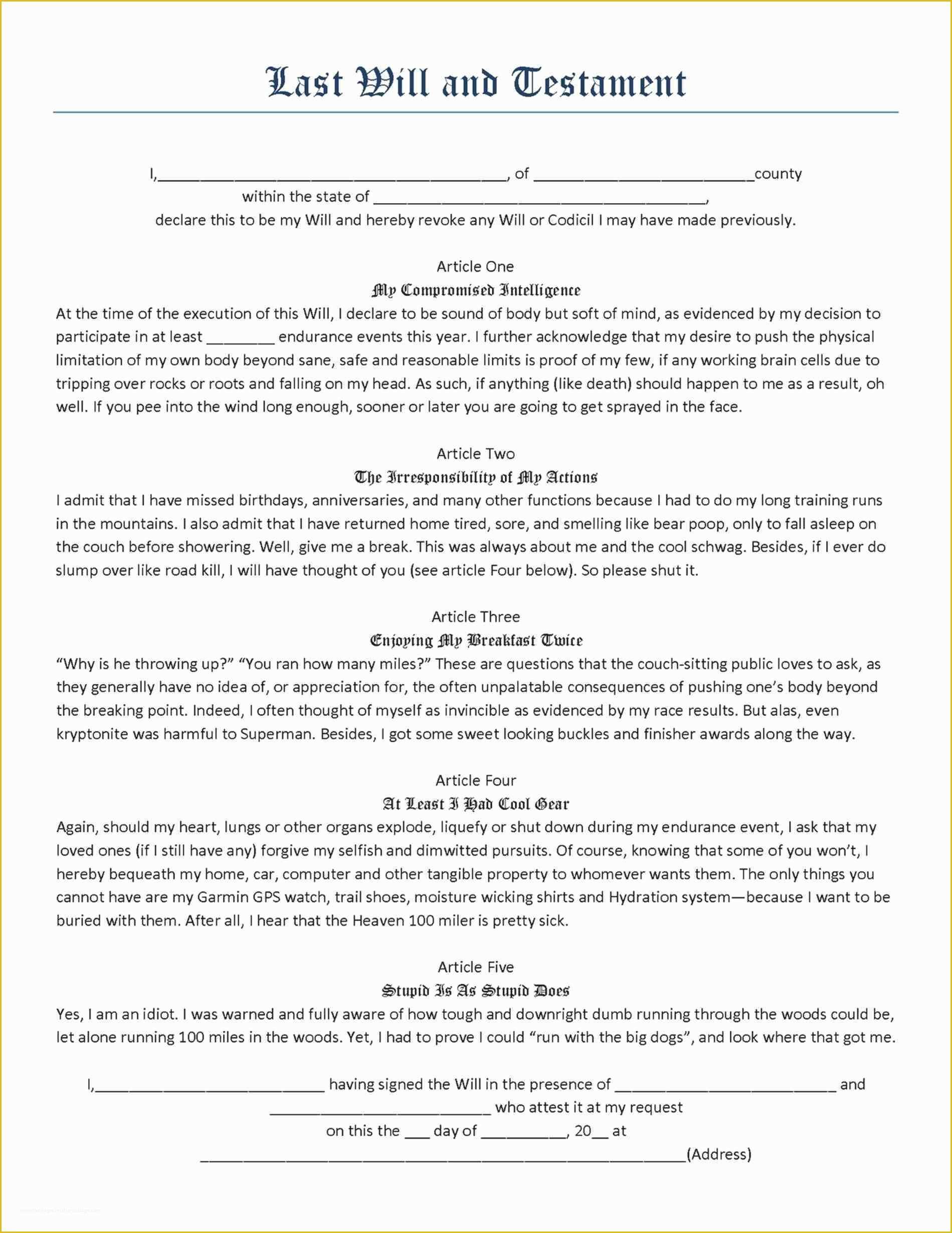 Last Will and Testament Free Template Washington State Of Elegant Basic