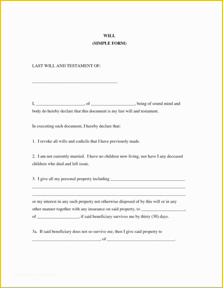 Last Will and Testament Free Template Washington State Of Free Printable Last Will and Testament Blank forms Texas