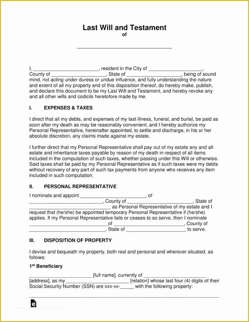 45 Last Will and Testament Free Template Washington State