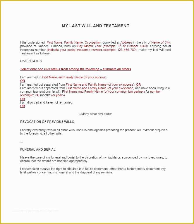 Last Will and Testament Free Template Washington State Of Last Will and Testament forms Templates Template Lab
