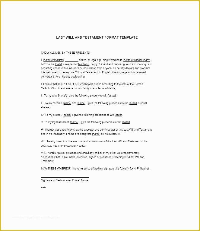 Last Will and Testament Free Template Washington State Of Will and Testament Template Free Will and Testament