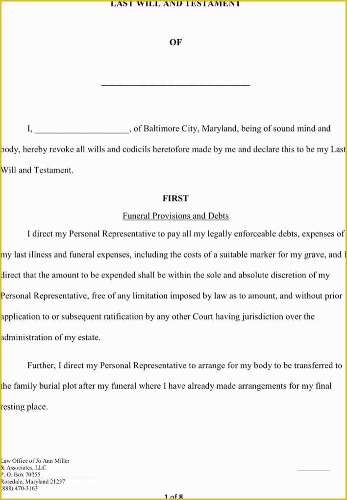 Last Will and Testament Template Maryland Free Of Download Maryland Last Will and Testament form for Free