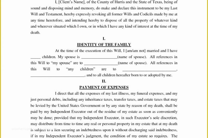 Last Will and Testament Template Maryland Free Of Free Last Will and Testament Free Template Maryland – Free