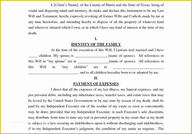 Last Will and Testament Template Maryland Free Of Free Last Will and Testament Free Template Maryland – Free