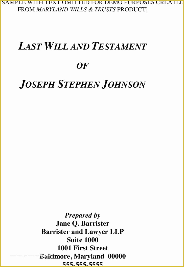 Last Will and Testament Template Maryland Free Of Last Will and Testament Template Free Template Download