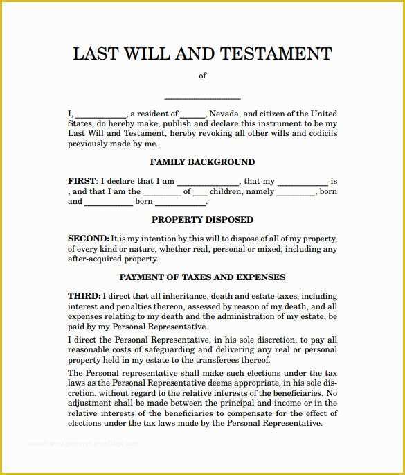 Last Will and Testament Texas Free Template Of 8 Sample Last Will and Testament forms