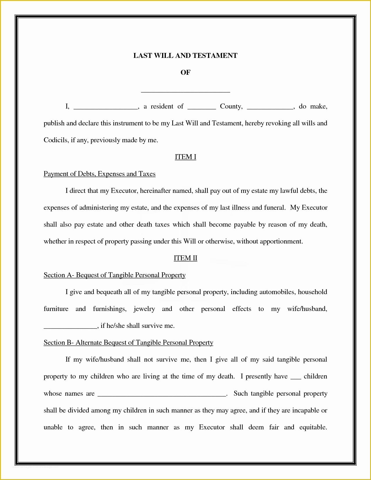 Last Will and Testament Texas Free Template Of Best S Of Last Will and Testament form Texas Blank