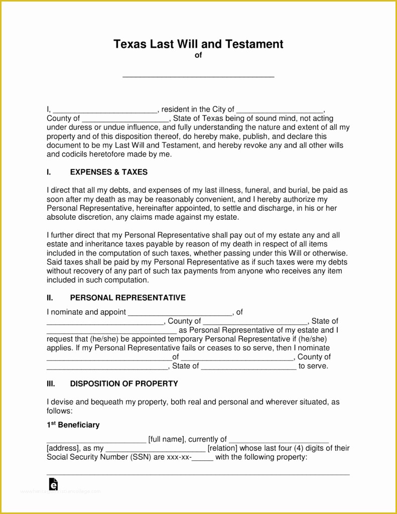 Last Will and Testament Texas Free Template Of Free Texas Last Will and Testament Template Pdf
