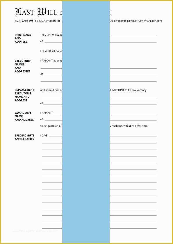 Last Will and Testament Texas Free Template Of Last Will and Testament Blank forms Printable Sample Last