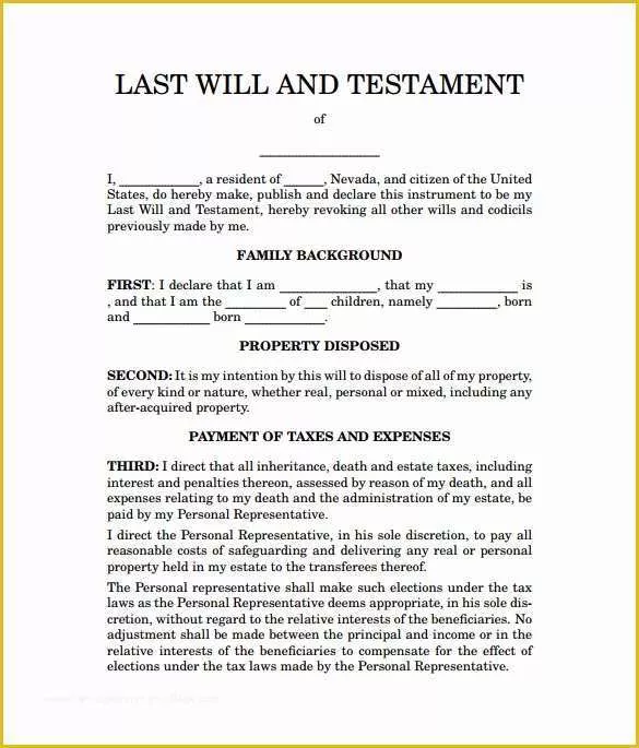 Free Printable Last Will And Testament Forms Ohio