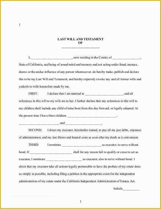 Last Will Templates Free Printable Of Will and Testament Templates and Real Estate forms On