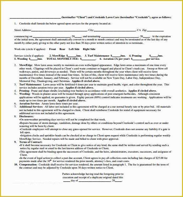 Lawn Care Contract Template Free Of 12 Plumbing Contract Templates to Download for Free