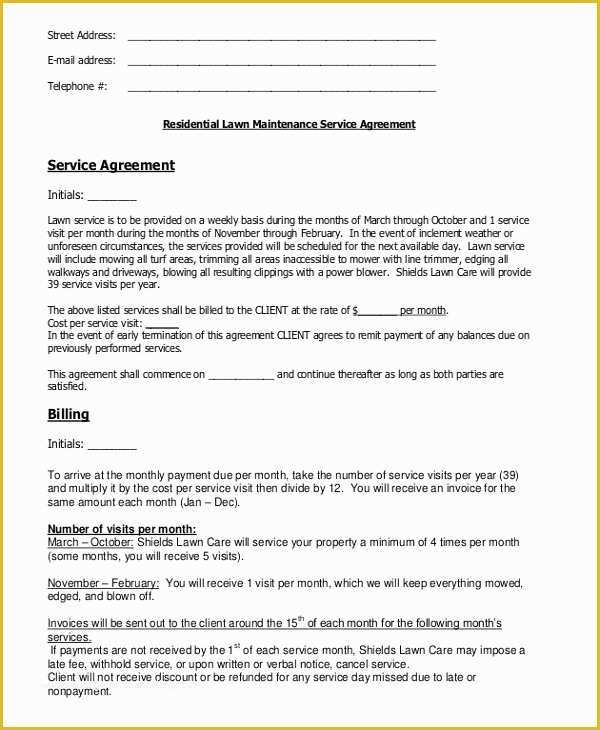 Lawn Care Contract Template Free Of 6 Sample Residential Service Contracts