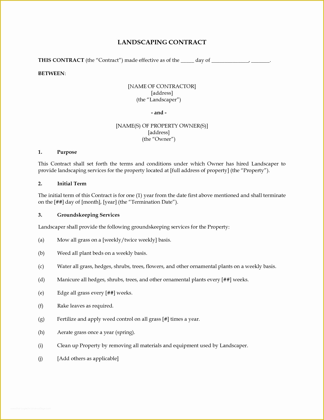 Lawn Care Contract Template Free Of Easy and Fast Lawn Care Landscaping