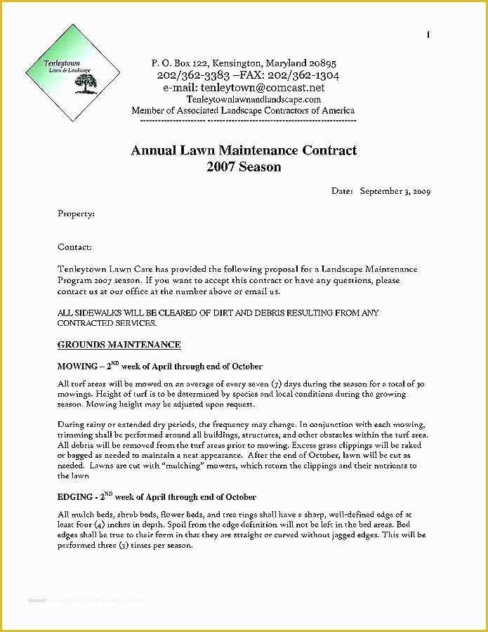 Lawn Care Contract Template Free Of Grass Cutting Contract Template Landscape Contract