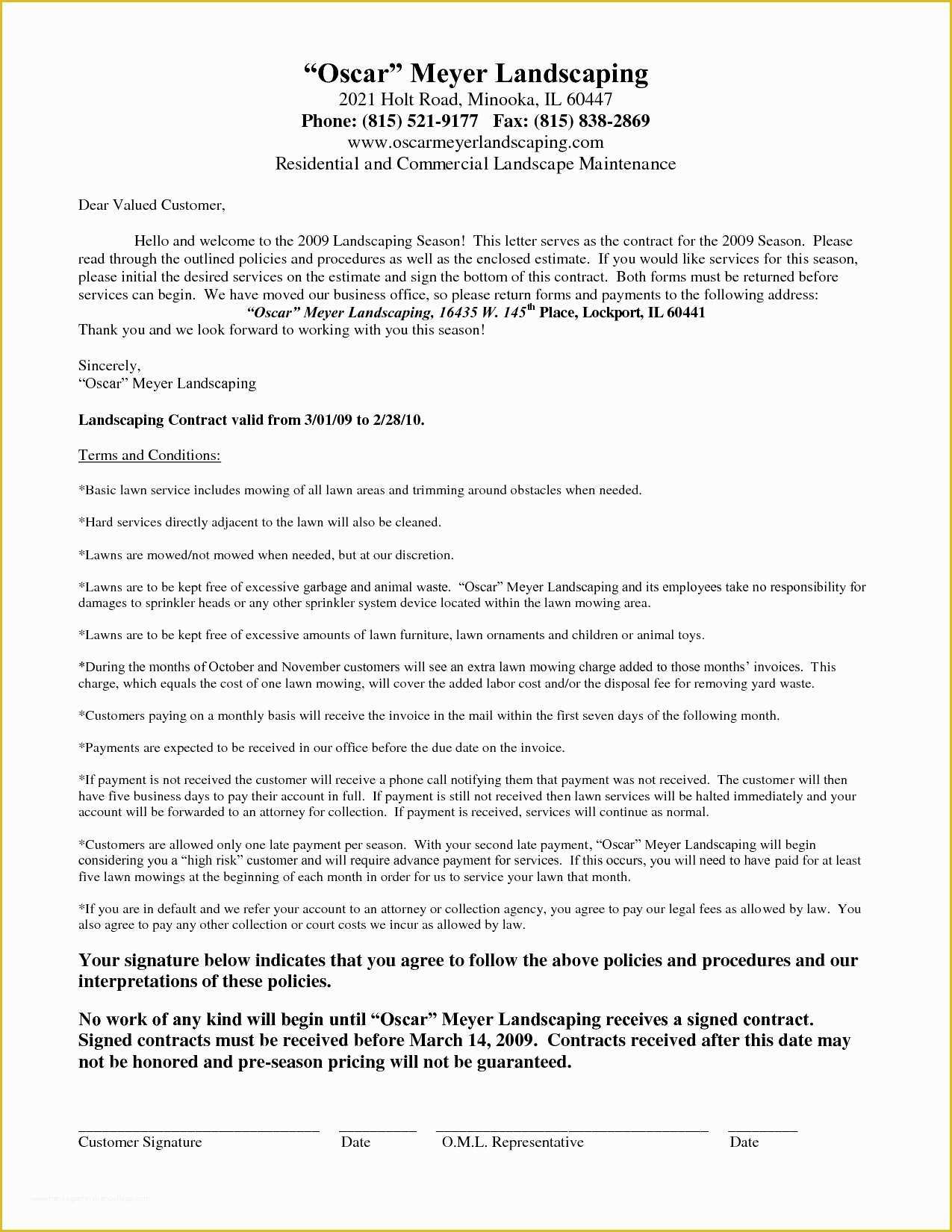 Lawn Care Contract Template Free Of Landscape Design Contract toscanalandscaping