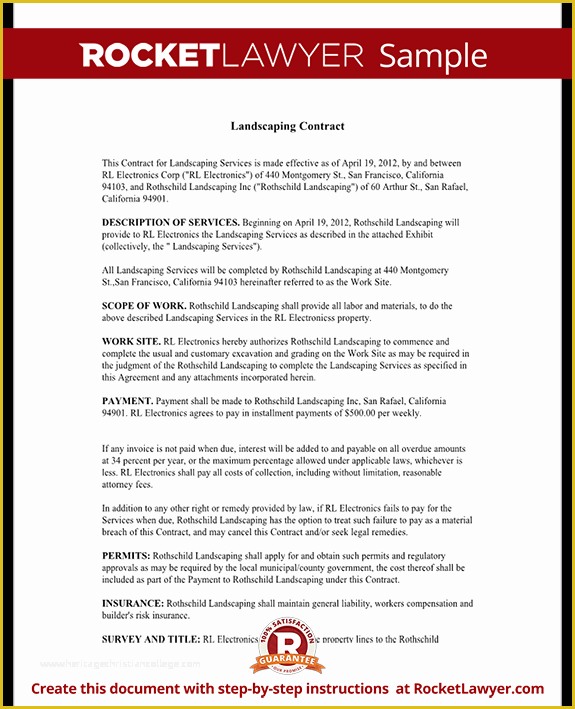 Lawn Care Contract Template Free Of Landscaping Contract Template Lawn Maintenance Contract