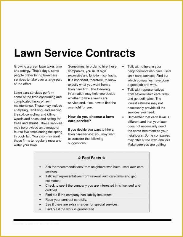 Lawn Care Contract Template Free Of Landscaping Contract Template