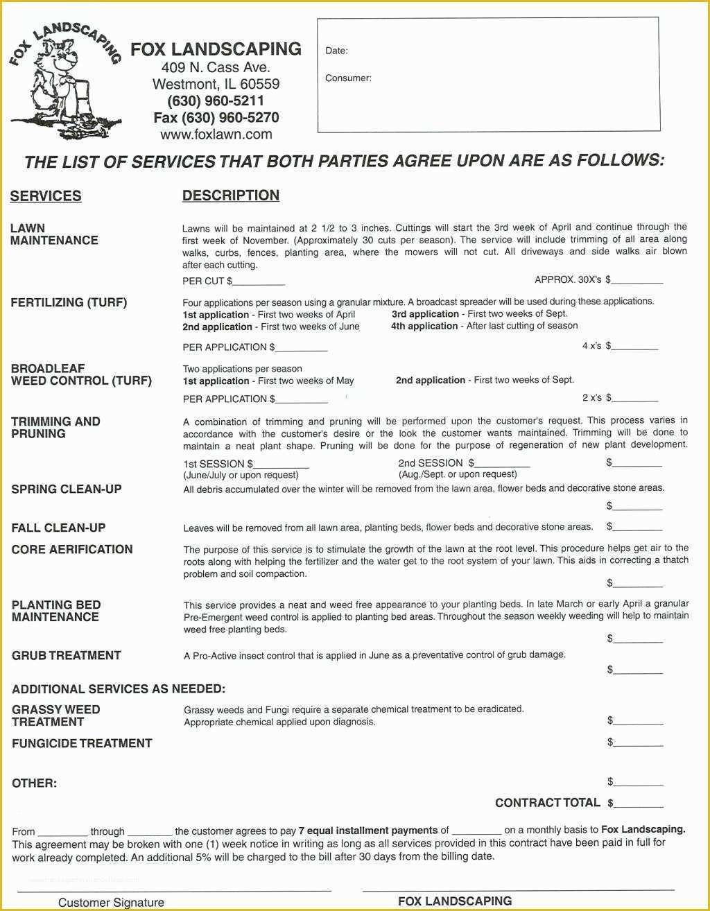 Lawn Care Contract Template Free Of Landscaping Contracts Landscaping Contracts Landscape