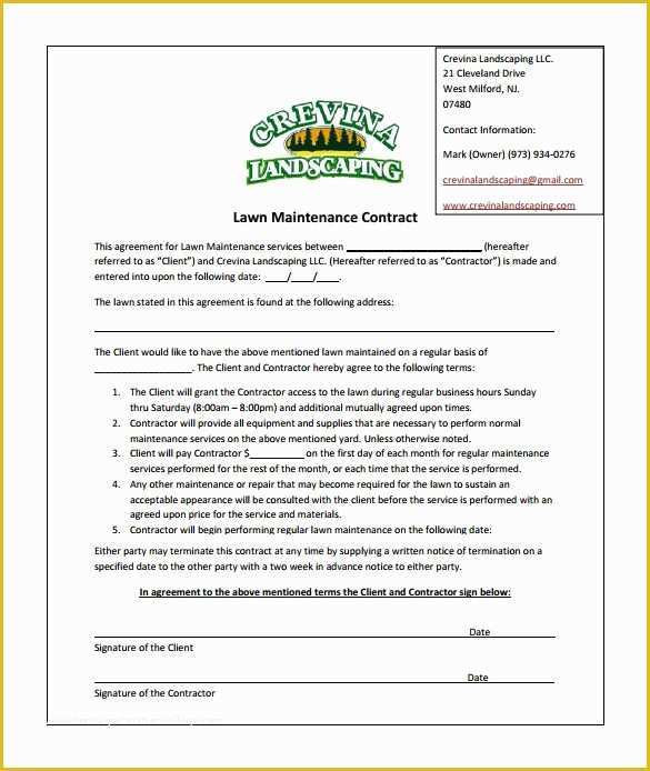 Lawn Service Proposal Template Free Of 7 Lawn Service Contract Templates – Free Word Pdf