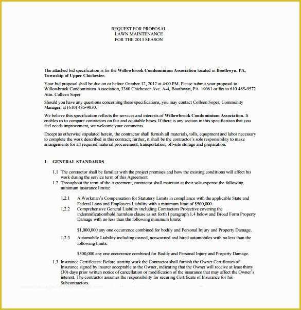 Lawn Service Proposal Template Free Of Bid Proposal Template 16 Free Sample Example format