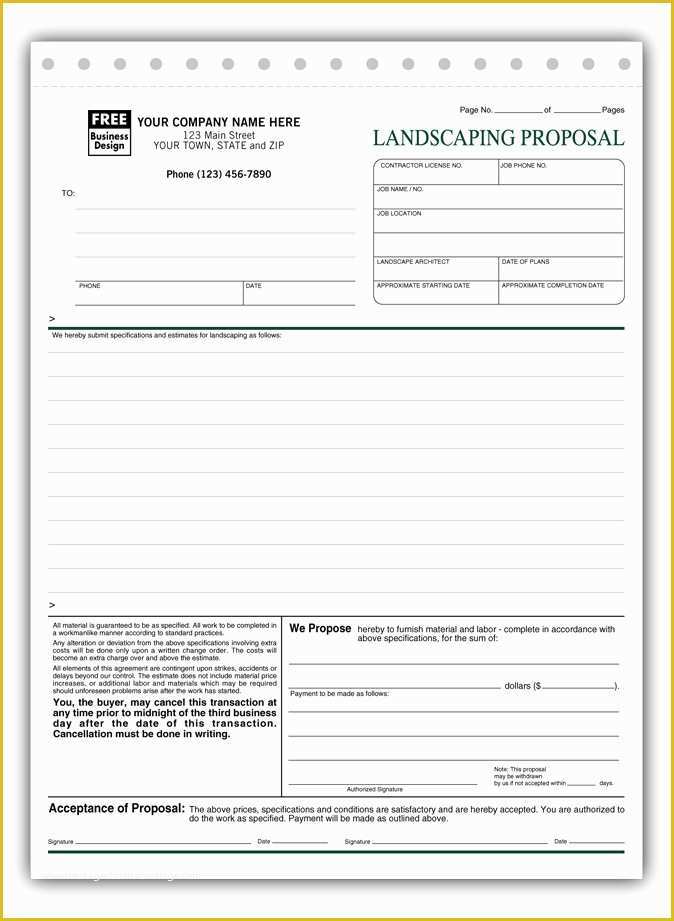 Lawn Service Proposal Template Free Of Free Landscape Proposal Template