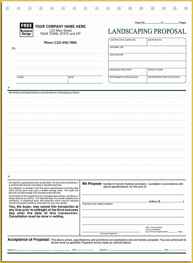 Lawn Service Proposal Template Free Of Landscaping Proposal forms
