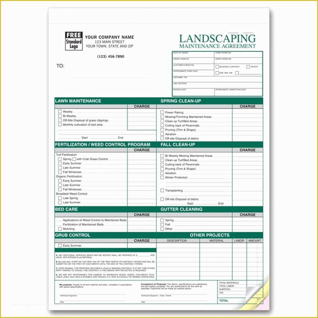 Lawn Service Proposal Template Free Of Lawn Care Contract Printable Templates