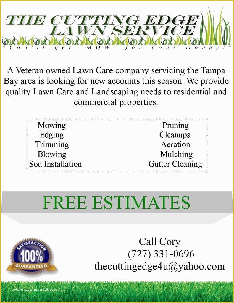 Lawn Service Proposal Template Free Of Lawn Care Flyer Free Template