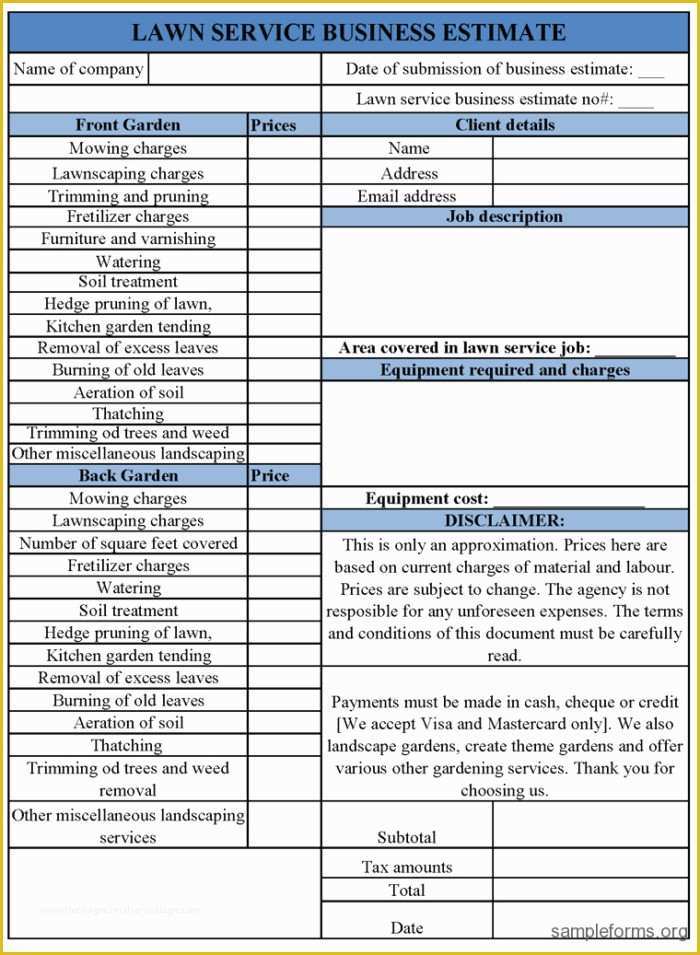 Lawn Service Proposal Template Free Of Mercial Lawn Care Bid Template Templates Resume