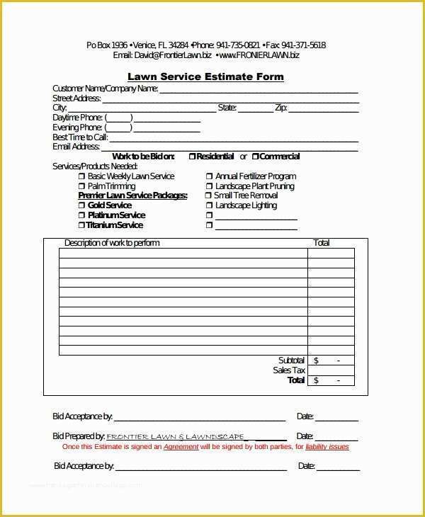 Lawn Service Template Free Of 8 Service Estimate Templates