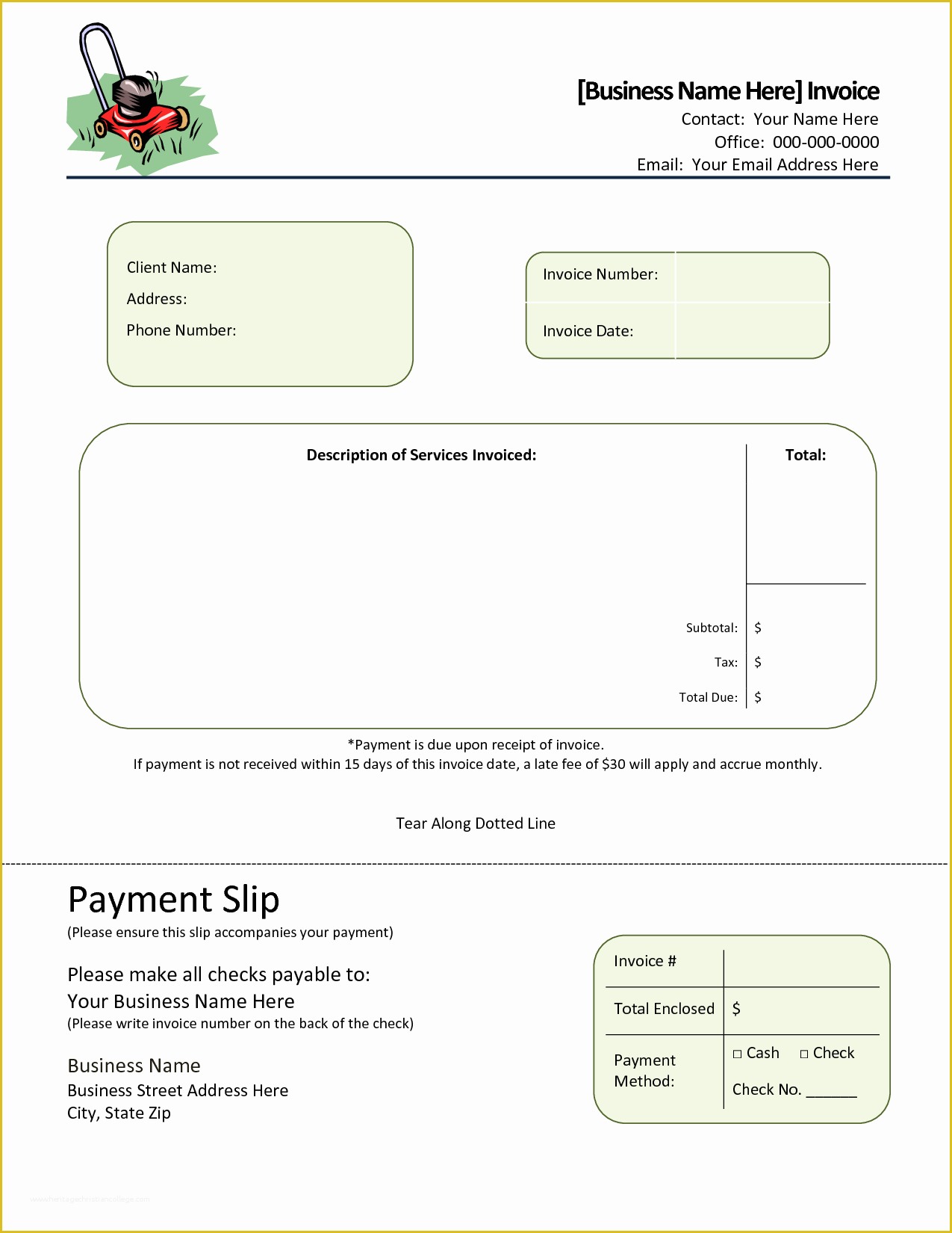 Lawn Service Template Free Of Landscaping Invoice Template