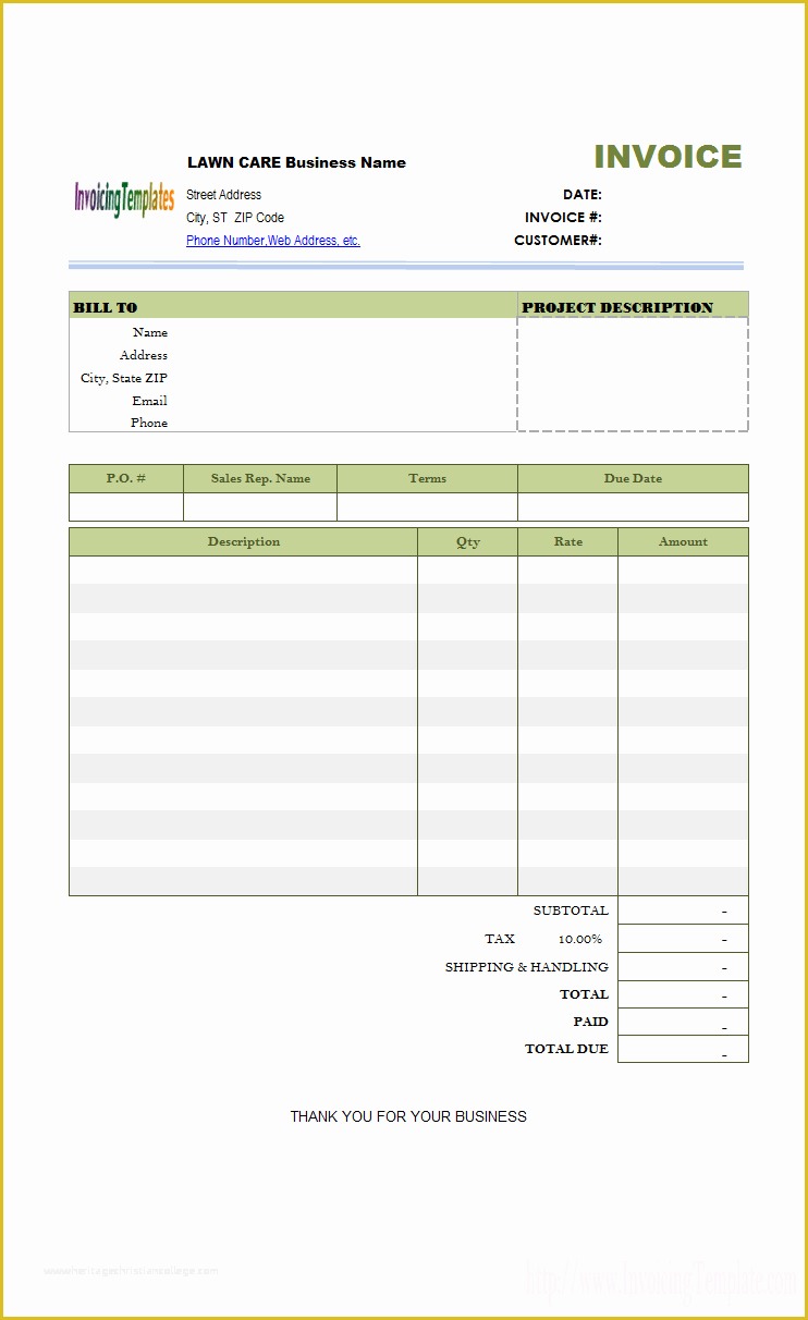 Lawn Service Template Free Of Lawn Care Invoice Template