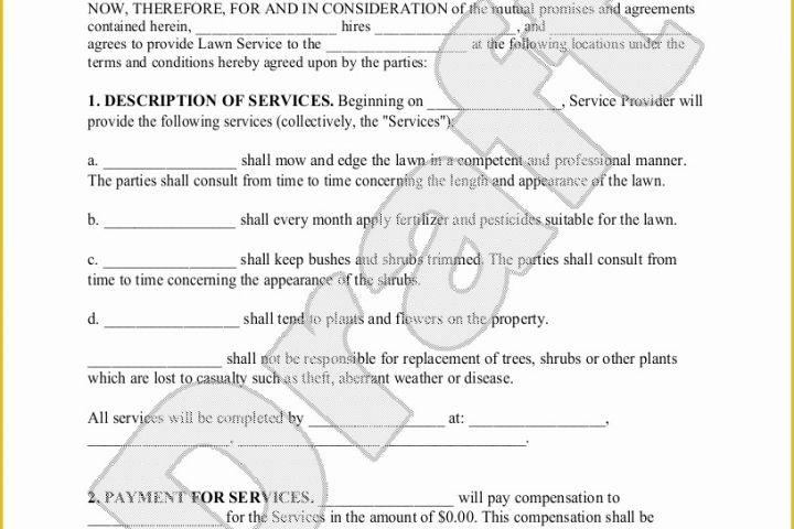 Lawn Service Template Free Of Sample Lawn Service Contract form Template