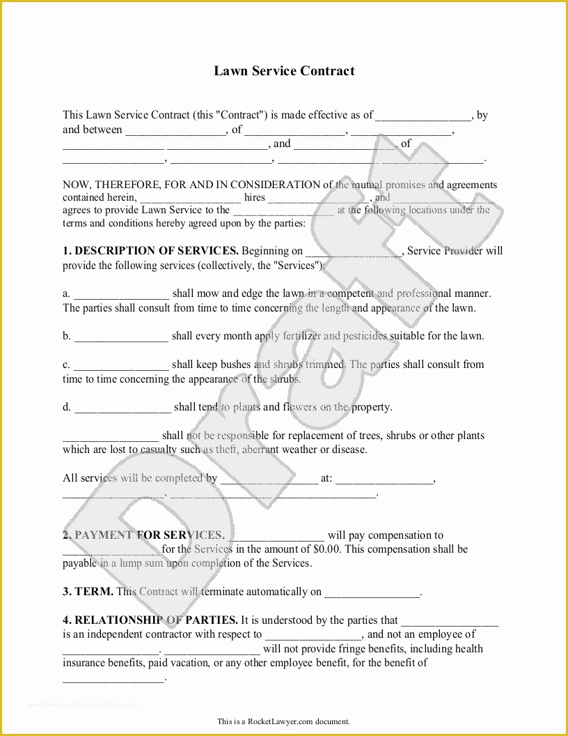 Lawn Service Template Free Of Sample Lawn Service Contract form Template