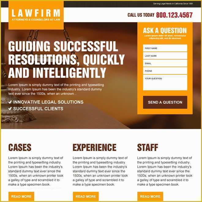 Lead Page Template Free Of attorney and Law Landing Page Design Templates for Your