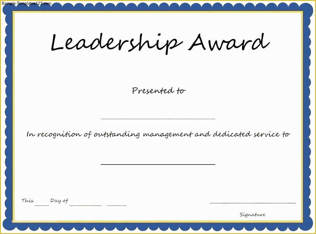 Leadership Award Certificate Template Free Of Interesting Leadership Award Template with Blue Frame
