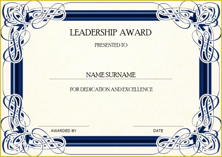 Leadership Award Certificate Template Free Of Leadership Award