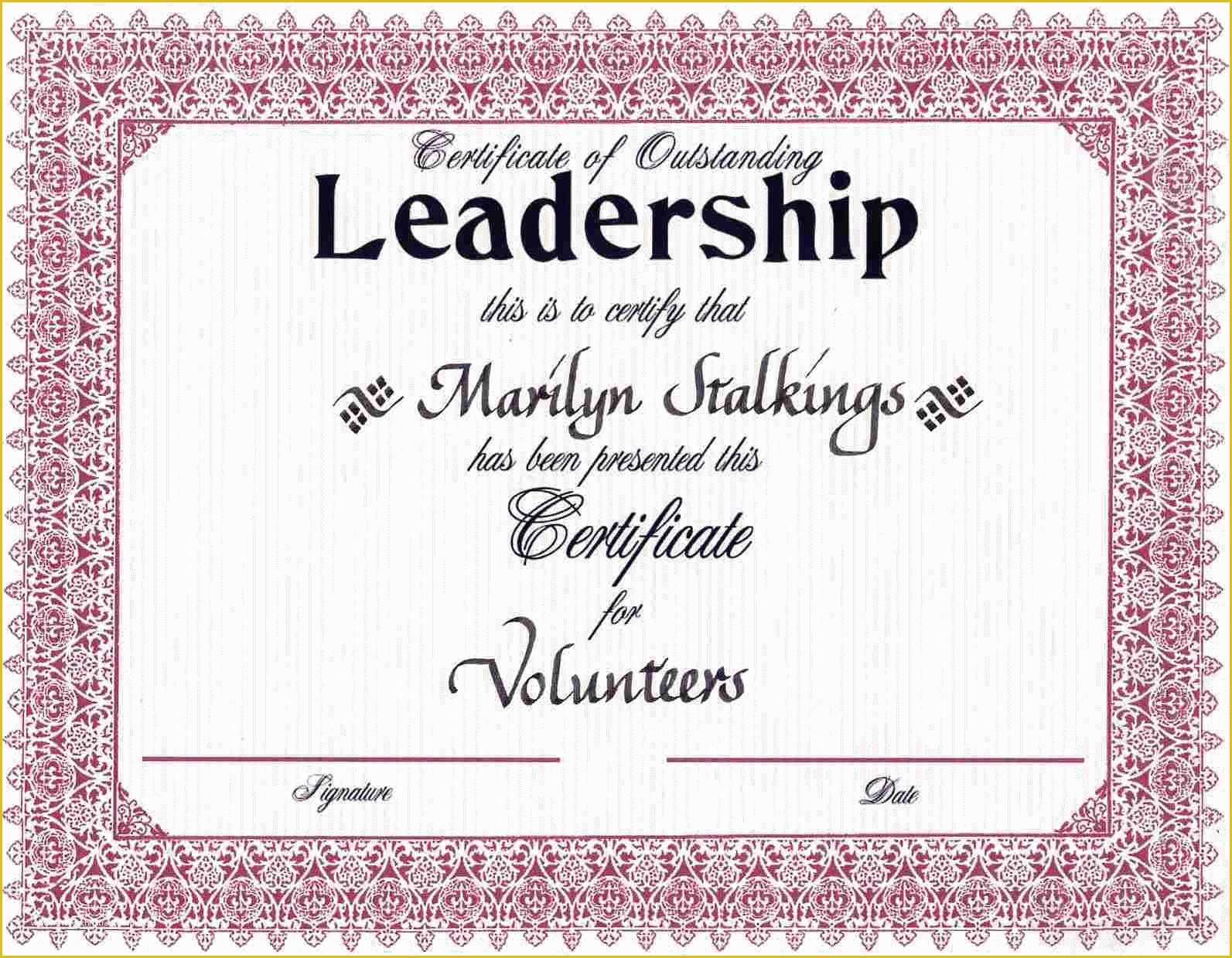 Leadership Certificate Template Free Of Award Certificates