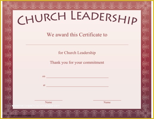 Leadership Certificate Template Free Of Church Certificates Templates