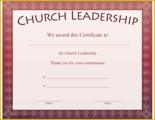 Leadership Certificate Template Free Of Church Certificates Templates