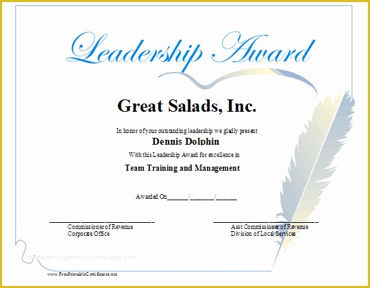 Leadership Certificate Template Free Of Fake Joke Awards Diplomas