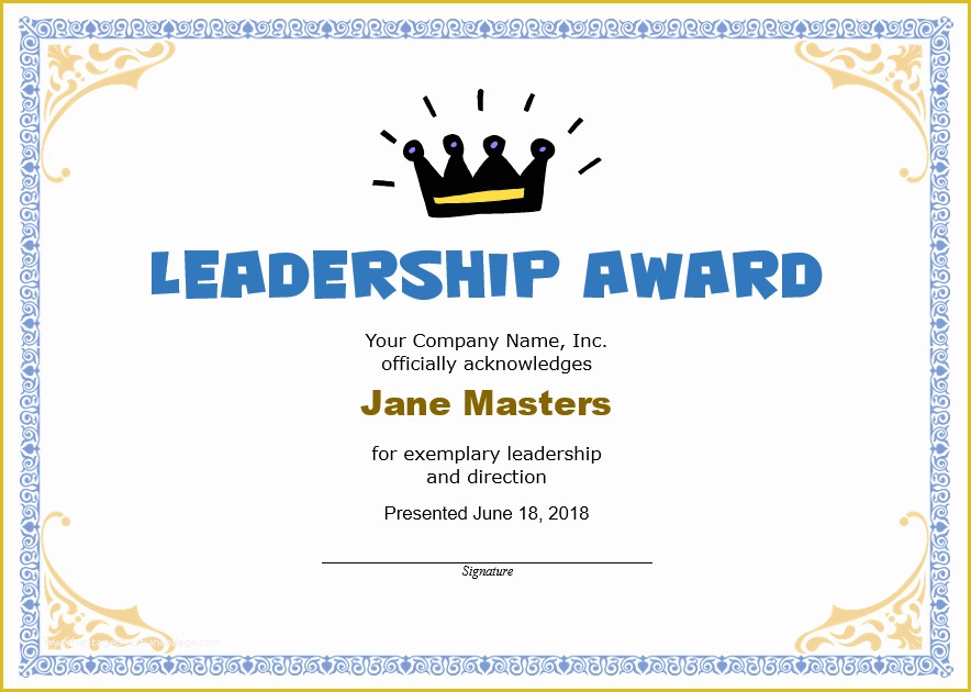 Leadership Certificate Template Free Of Leadership Award Templates