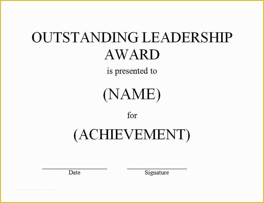 Leadership Certificate Template Free Of Outstanding Leadership Award