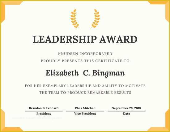 Leadership Certificate Template Free Of Trophy Leadership Award Certificate Templates by Canva