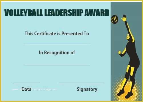 Leadership Certificate Template Free Of Volleyball Leadership Certificate